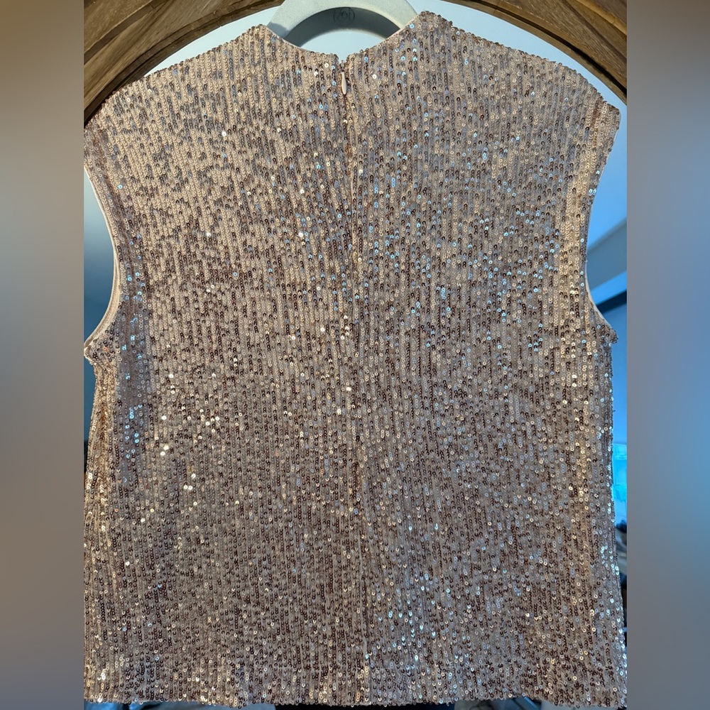 Calvin Klein Champagne Color Sleeveless Sequined Top Small Night Out Party - Picture 3 of 8